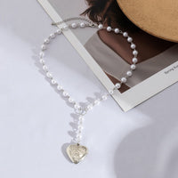 Thumbnail for Floral Heart Pendant Pearl Chain Y Necklace - ArtGalleryZen