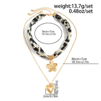 Thumbnail for Flower Heart Pendant Leopard Print Chiffon Necklace Set 2 Pcs Boho - ArtGalleryZen