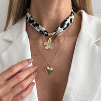 Thumbnail for Flower Heart Pendant Leopard Print Chiffon Necklace Set 2 Pcs Boho - ArtGalleryZen
