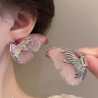 Thumbnail for Forest Style Rhinestone Inlaid Chiffon Butterfly Stud Earrings - ArtGalleryZen