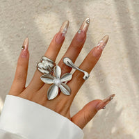 Thumbnail for French Chunky Gold Silver Plated Pearl Flower Ring