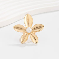 Thumbnail for French Chunky Gold Silver Plated Pearl Flower Ring