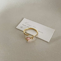 Thumbnail for French Style CZ Inlaid Butterfly Enamel Flower Pearl Open Ring - ArtGalleryZen