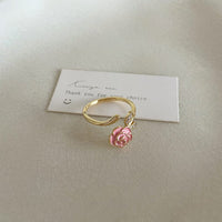 Thumbnail for French Style CZ Inlaid Butterfly Enamel Flower Pearl Open Ring