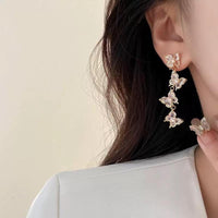 Thumbnail for French Style CZ Inlaid Butterfly Tassel Earrings - ArtGalleryZen