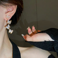 Thumbnail for French Style CZ Inlaid Butterfly Tassel Earrings - ArtGalleryZen