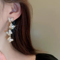 Thumbnail for French Style CZ Inlaid Butterfly Tassel Earrings - ArtGalleryZen