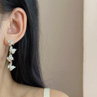 Thumbnail for French Style CZ Inlaid Butterfly Tassel Earrings - ArtGalleryZen