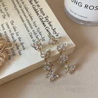 Thumbnail for French Style CZ Inlaid Butterfly Tassel Earrings - ArtGalleryZen