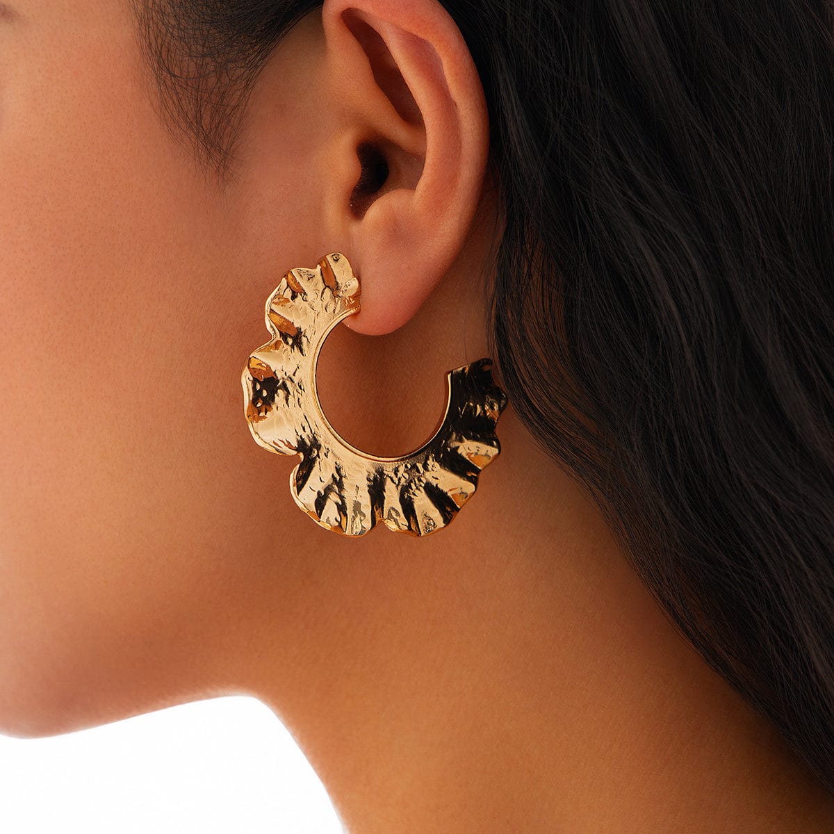 French Style Gold Silver Plated Ruffle Earrings