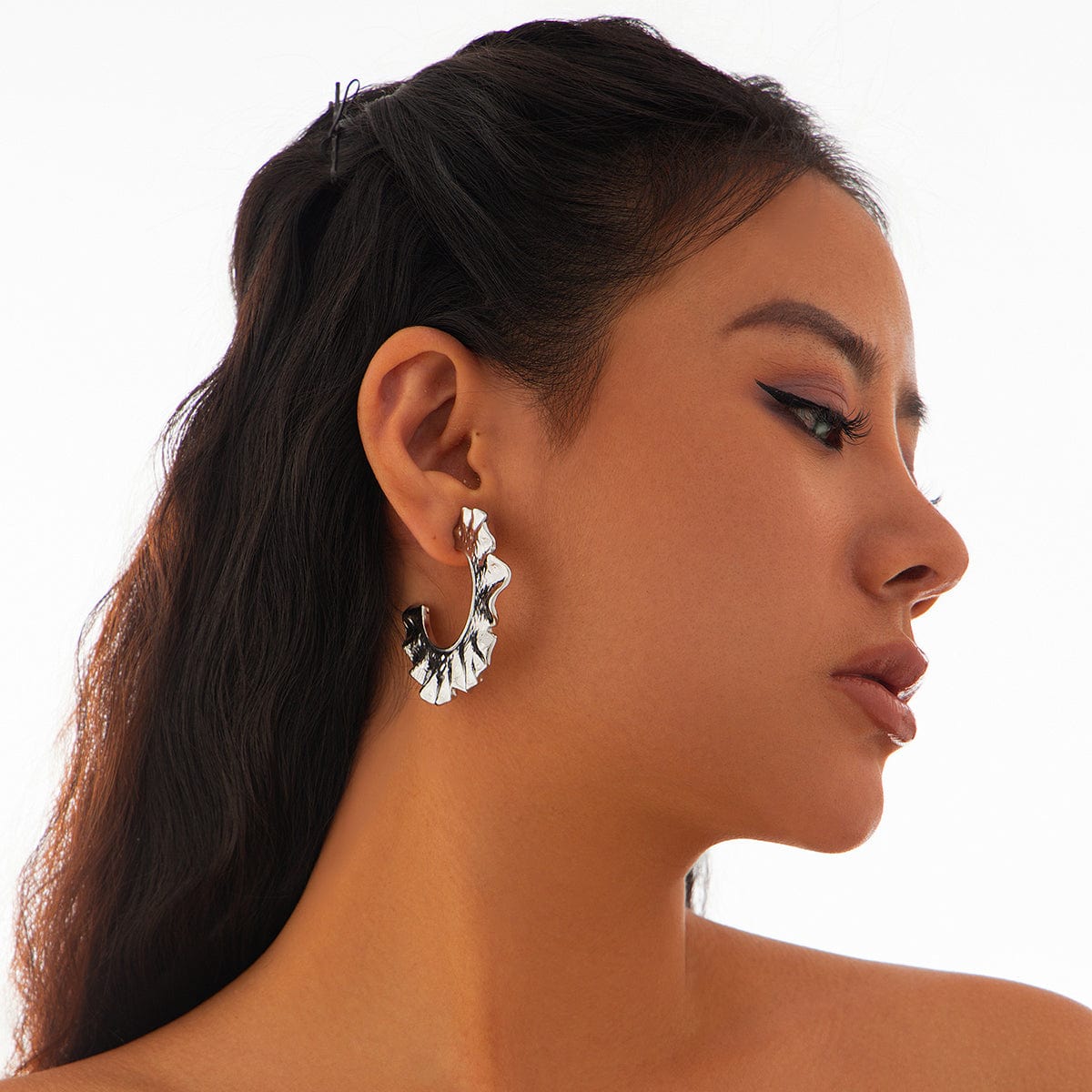 French Style Gold Silver Plated Ruffle Earrings