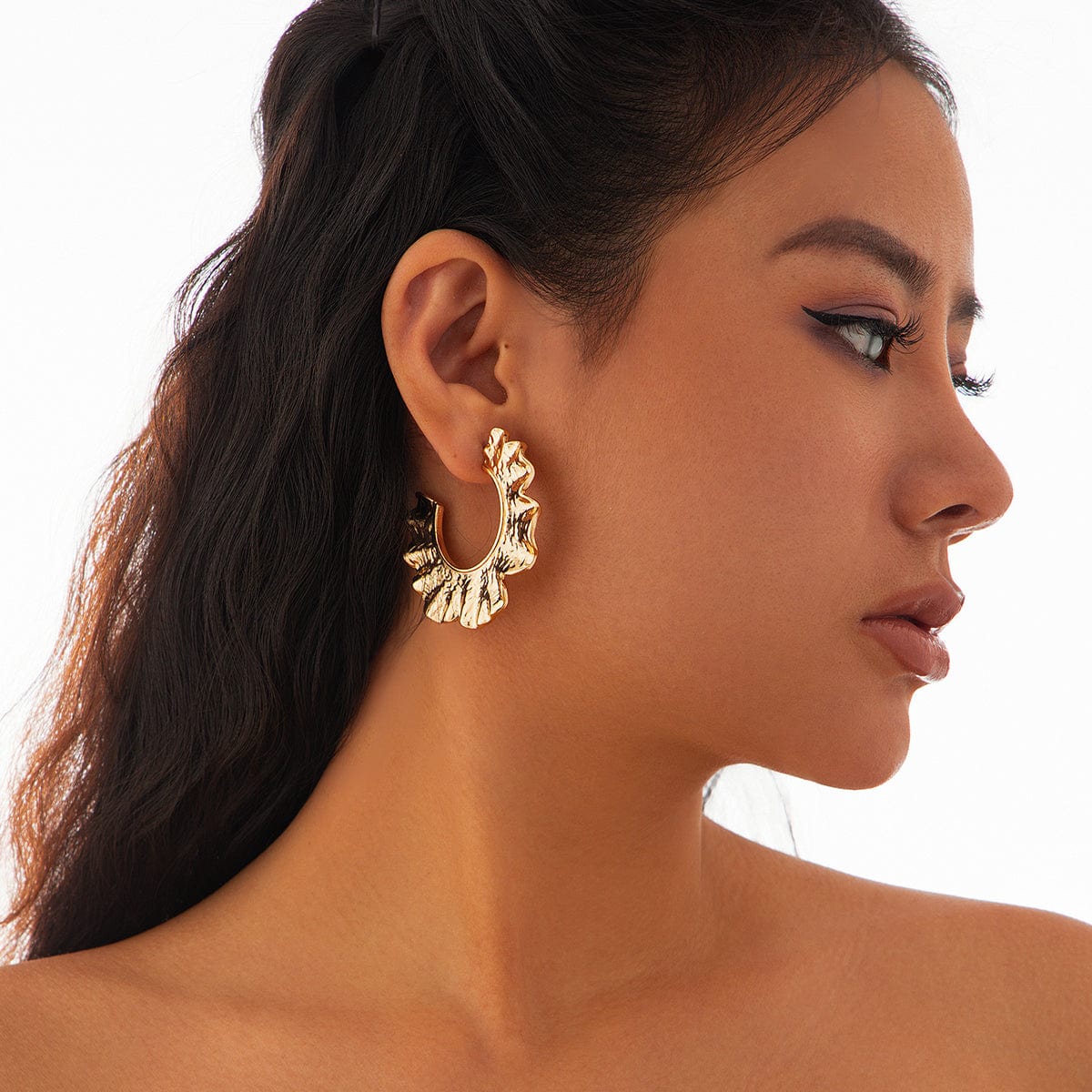 French Style Gold Silver Plated Ruffle Earrings