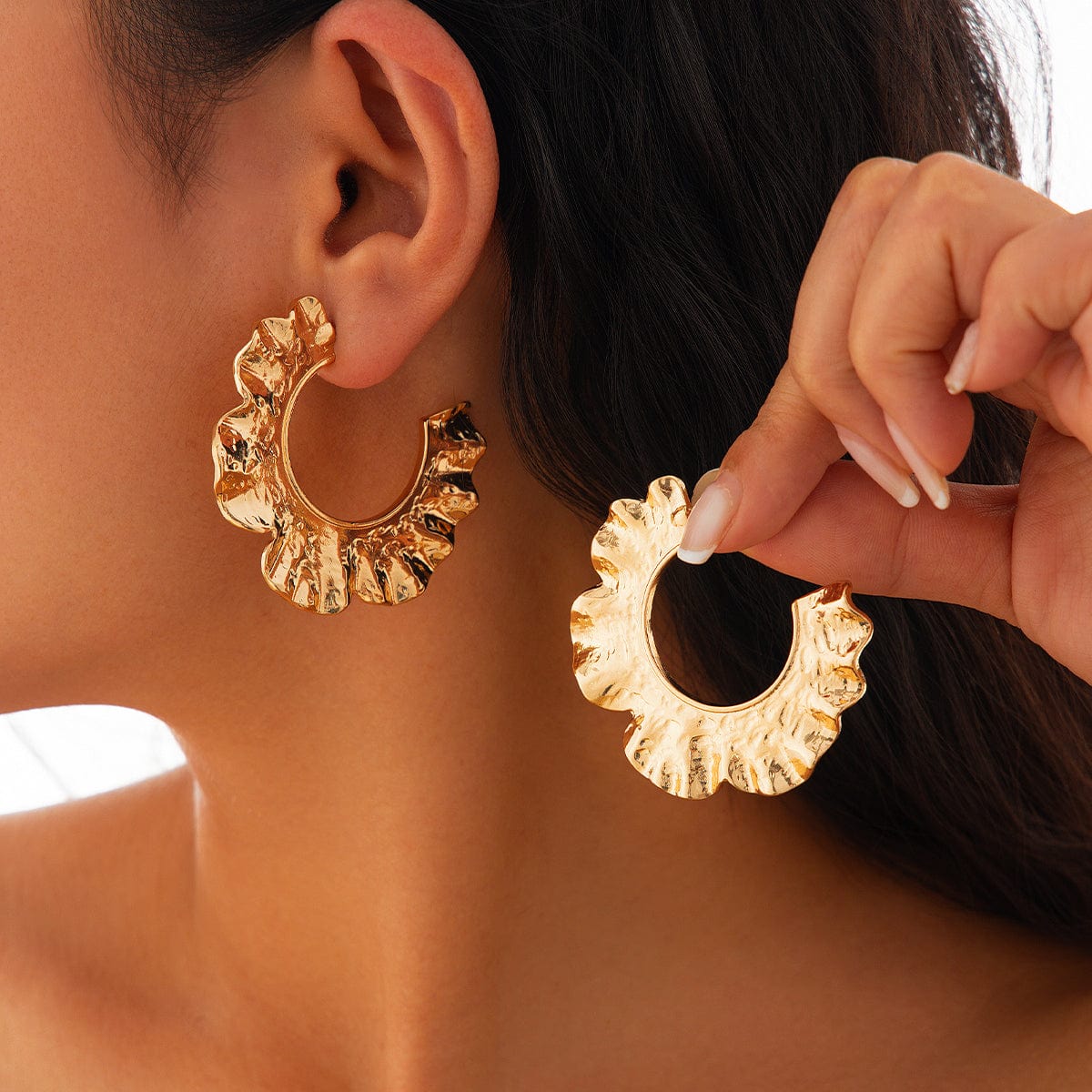 French Style Gold Silver Plated Ruffle Earrings