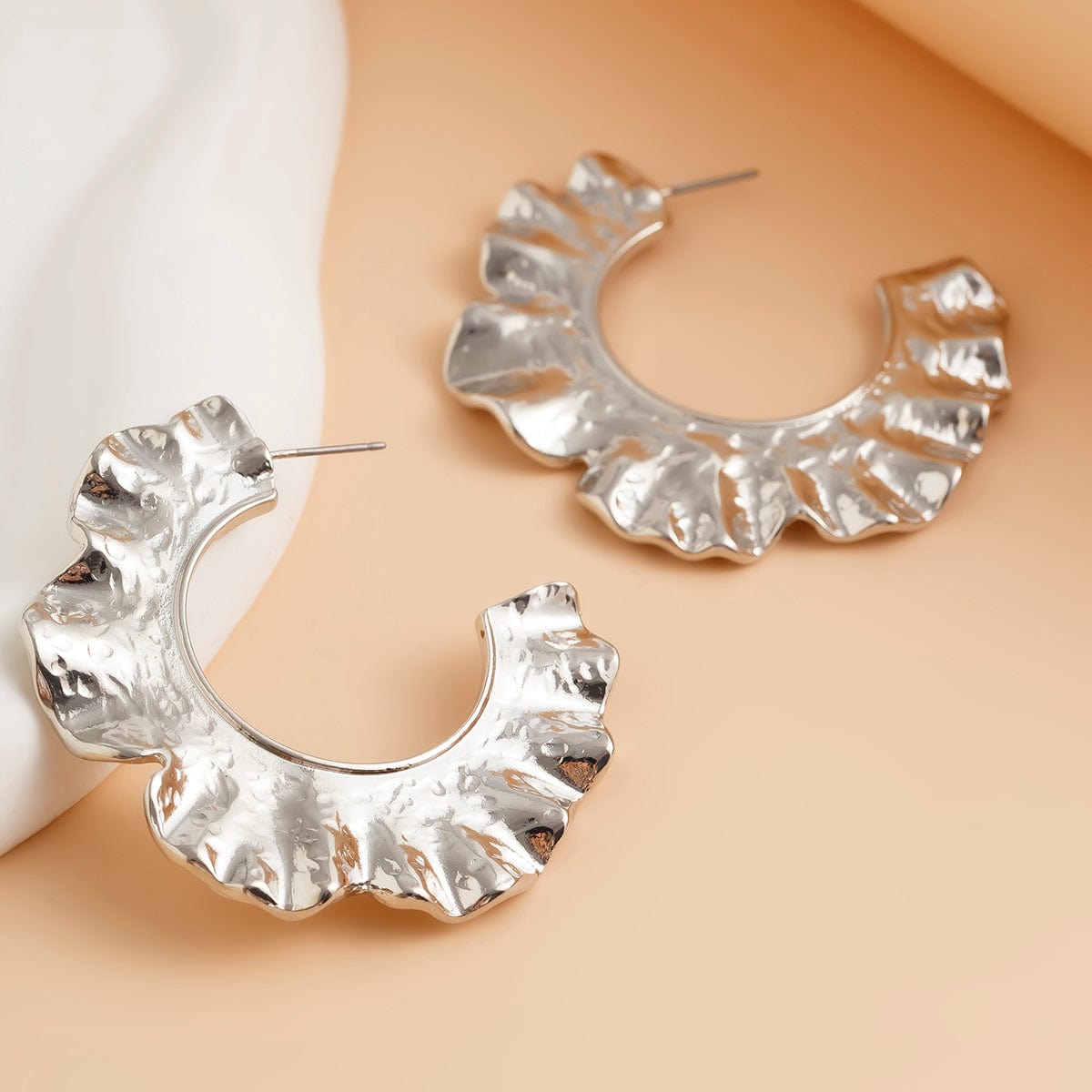 French Style Gold Silver Plated Ruffle Earrings