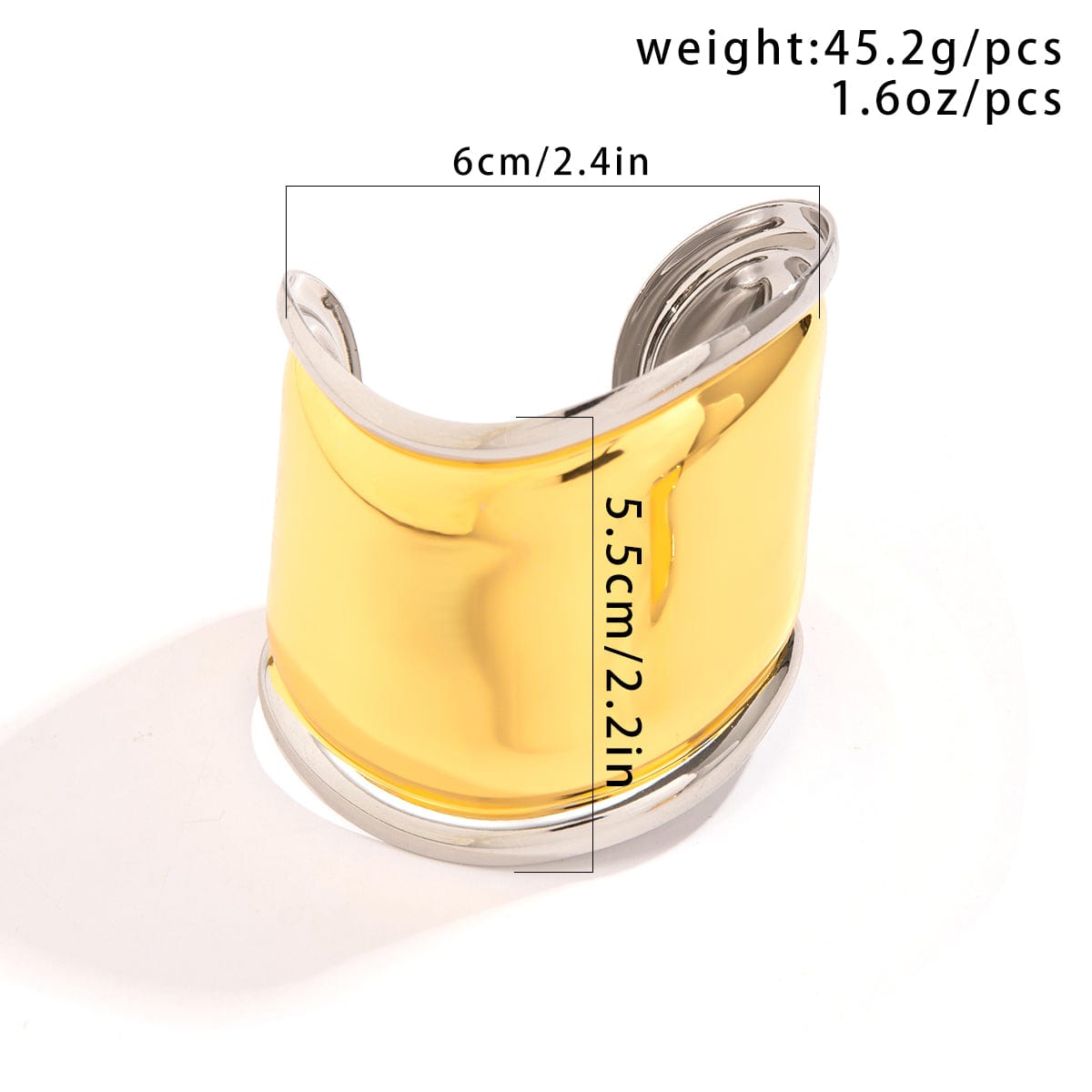 French Style Gold Silver Plated Wide Glossy Open Cuff Bracelet - ArtGalleryZen