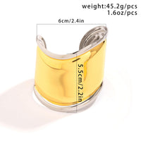 Thumbnail for French Style Gold Silver Plated Wide Glossy Open Cuff Bracelet - ArtGalleryZen