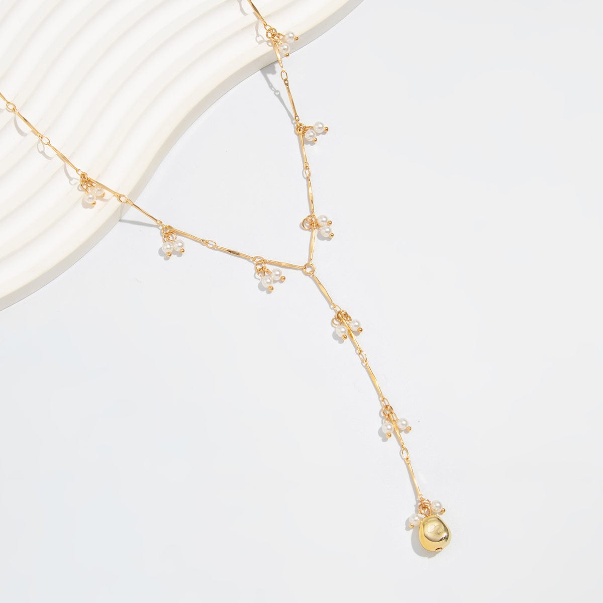 French Style Pearl Tassel Bone Chain Y Necklace - ArtGalleryZen