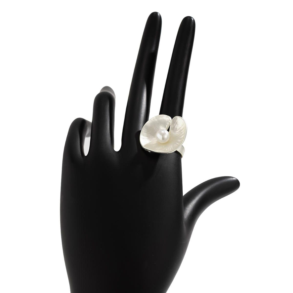 French Style Round Disk Pleated Pearl Open Ring - ArtGalleryZen