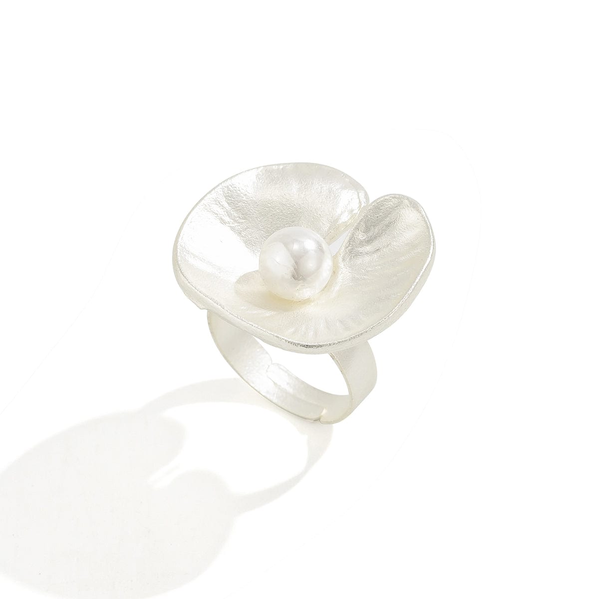 French Style Round Disk Pleated Pearl Open Ring - ArtGalleryZen