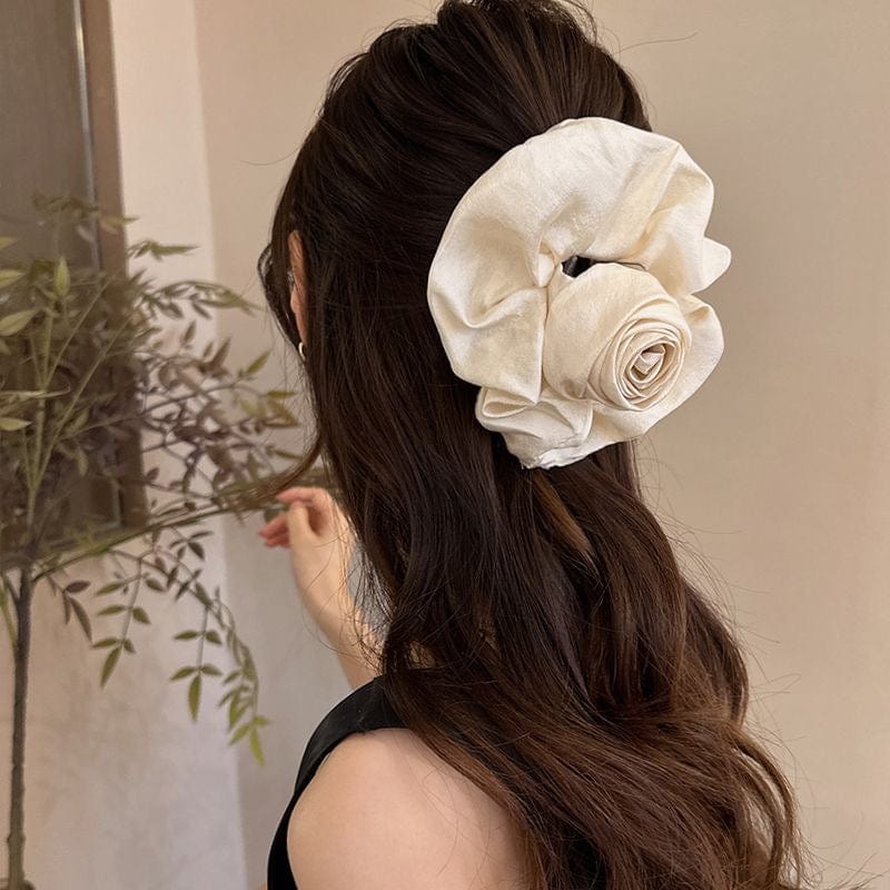 French Temperament Rose Flower Hair Claw Clip - ArtGalleryZen