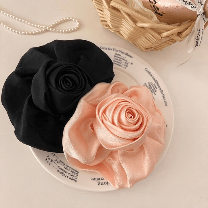 French Temperament Rose Flower Hair Claw Clip - ArtGalleryZen