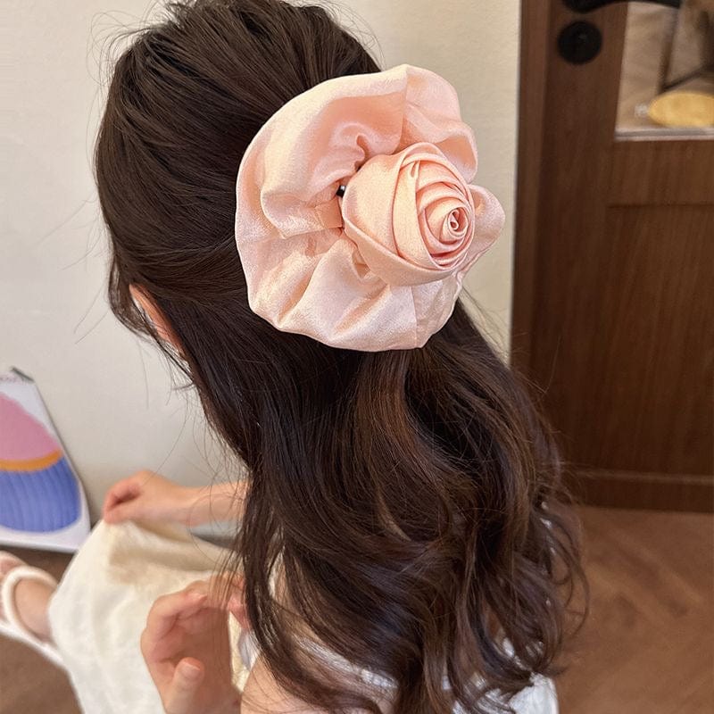 French Temperament Rose Flower Hair Claw Clip