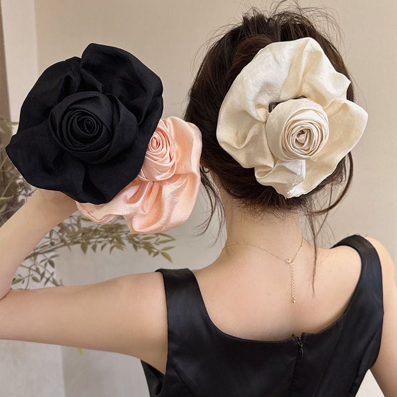 French Temperament Rose Flower Hair Claw Clip