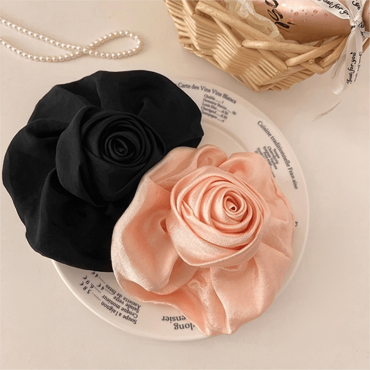 French Temperament Rose Flower Hair Claw Clip