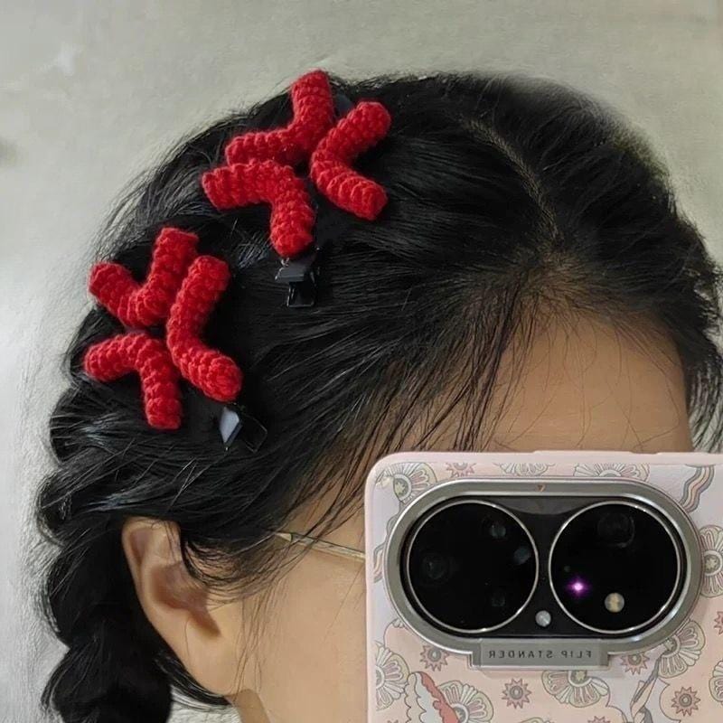 Funny Angry Sweating Water Drop Knitted Hair Clip