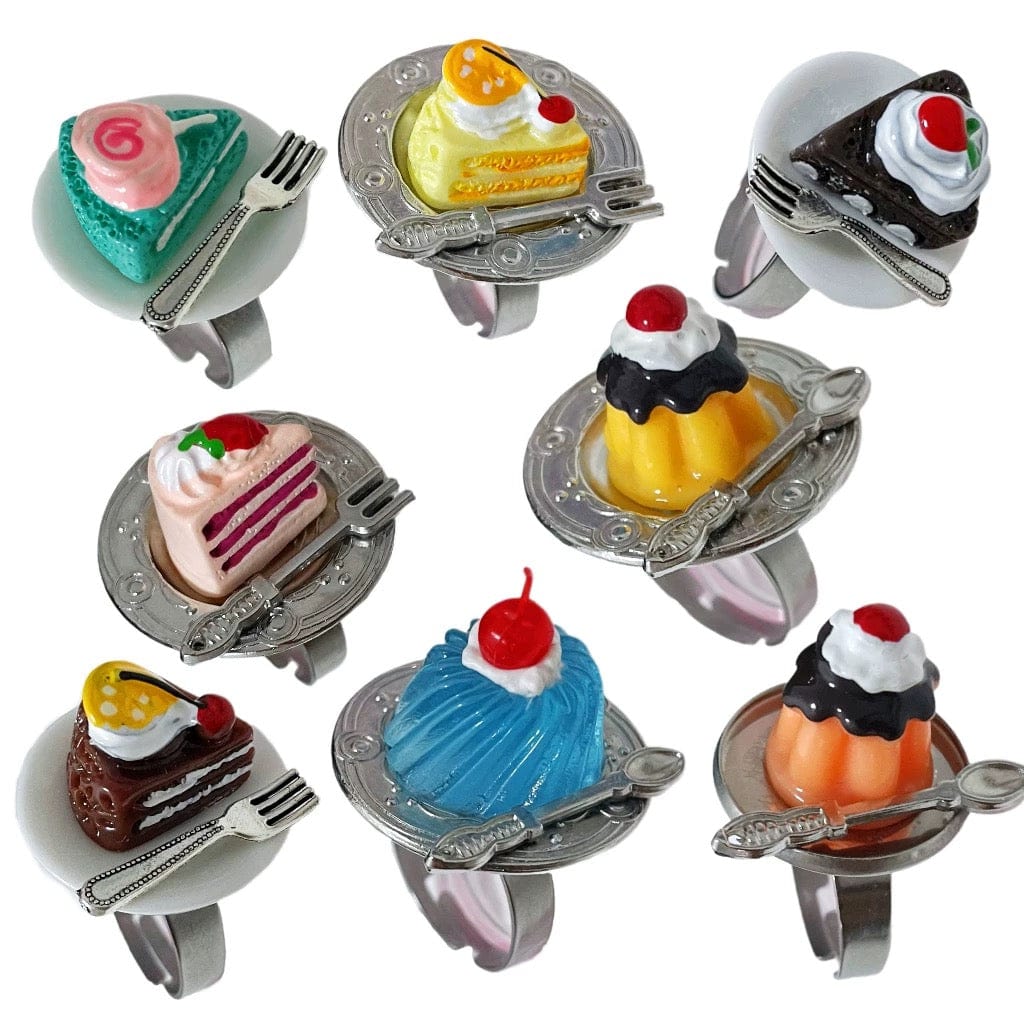 Funny Simulation Dessert Cake Pudding Adjustable Ring