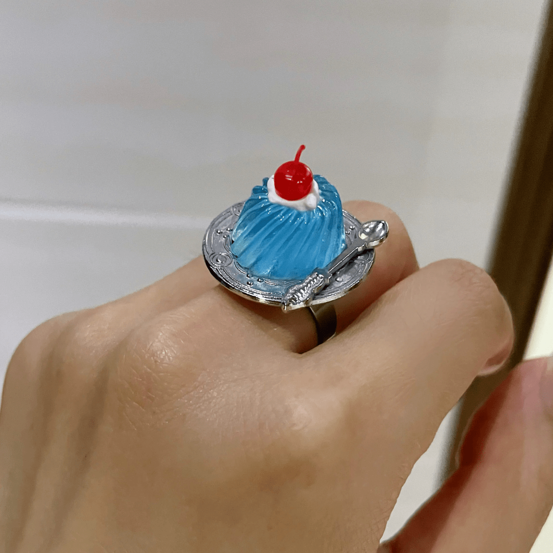 Funny Simulation Dessert Cake Pudding Adjustable Ring