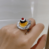 Thumbnail for Funny Simulation Dessert Cake Pudding Adjustable Ring