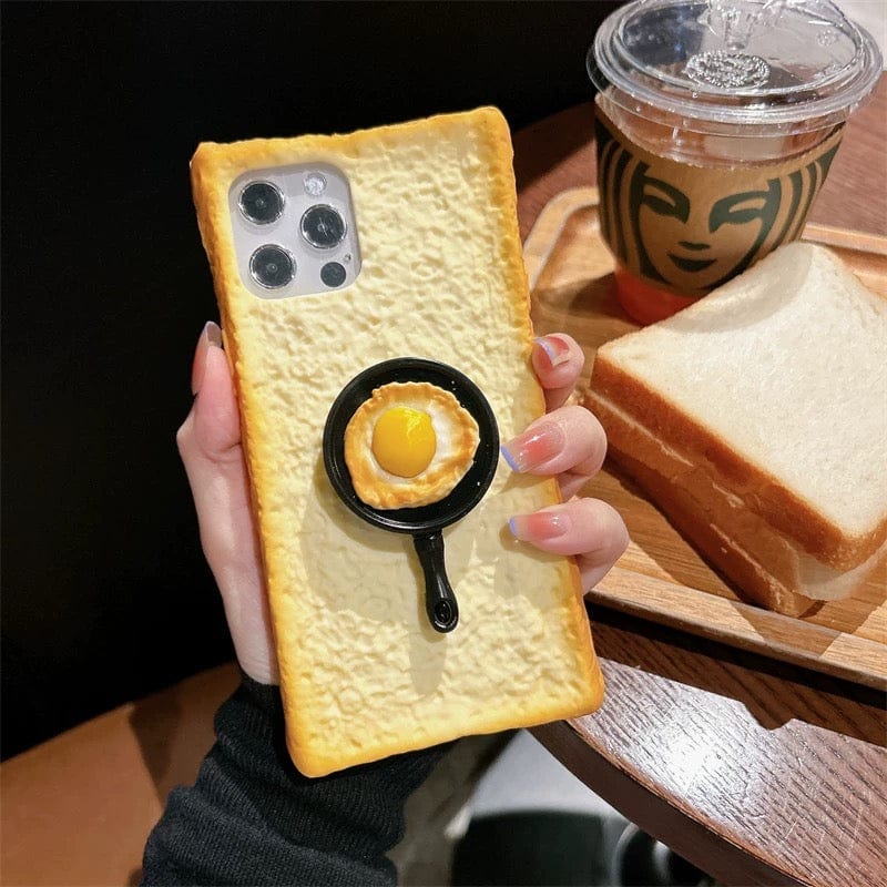Funny Toast Bread Silicone iPhone Case With Stand - ArtGalleryZen