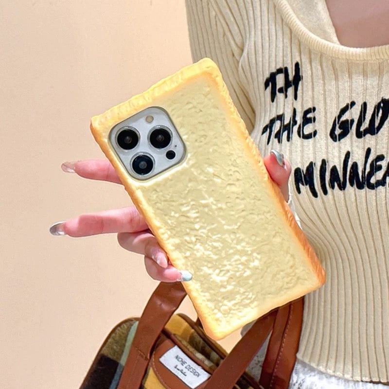 Funny Toast Bread Silicone iPhone Case With Stand - ArtGalleryZen