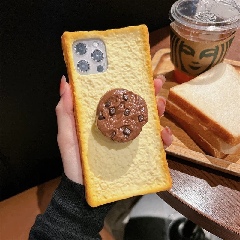 Funny Toast Bread Silicone iPhone Case With Stand - ArtGalleryZen
