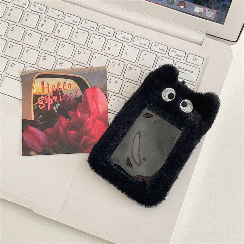 Furry Bunny Cat Pudding Kpop Keychain Plush Photocard Holder - ArtGalleryZen