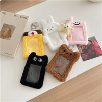 Thumbnail for Furry Bunny Cat Pudding Kpop Keychain Plush Photocard Holder - ArtGalleryZen
