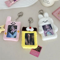 Thumbnail for Furry Bunny Cat Pudding Kpop Keychain Plush Photocard Holder - ArtGalleryZen