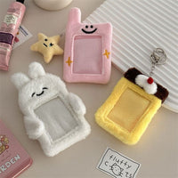 Thumbnail for Furry Bunny Cat Pudding Kpop Keychain Plush Photocard Holder - ArtGalleryZen
