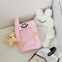 Thumbnail for Furry Bunny Cat Pudding Kpop Keychain Plush Photocard Holder - ArtGalleryZen