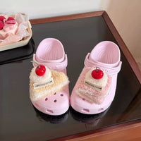 Thumbnail for Furry Cherry Cake Crocs Sandals Decoration Shoe Charms - ArtGalleryZen