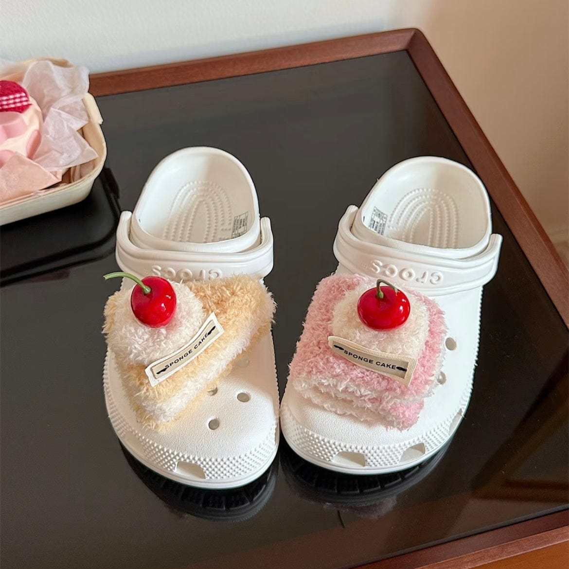 Furry Cherry Cake Crocs Sandals Decoration Shoe Charms - ArtGalleryZen