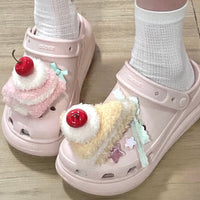 Thumbnail for Furry Cherry Cake Crocs Sandals Decoration Shoe Charms - ArtGalleryZen