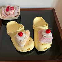 Thumbnail for Furry Cherry Cake Crocs Sandals Decoration Shoe Charms - ArtGalleryZen