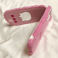 Thumbnail for Furry Embroidery Hello Kitty Mirror Flip iPhone Case