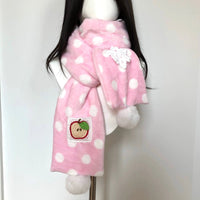 Thumbnail for Furry Pink Polka Dots Apple Snowflake Winter Scarf - ArtGalleryZen