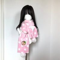 Thumbnail for Furry Pink Polka Dots Apple Snowflake Winter Scarf - ArtGalleryZen
