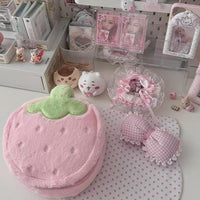 Thumbnail for Furry Strawberry Makeup Bag Portable Travel Large Capacity Storage Bag - ArtGalleryZen