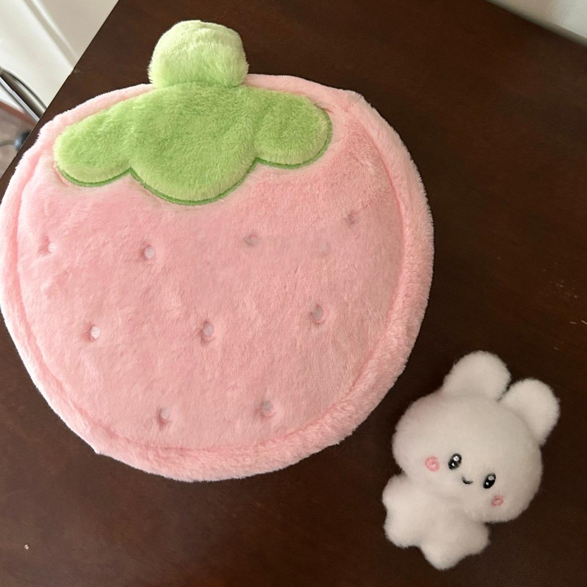 Furry Strawberry Makeup Bag Portable Travel Large Capacity Storage Bag - ArtGalleryZen