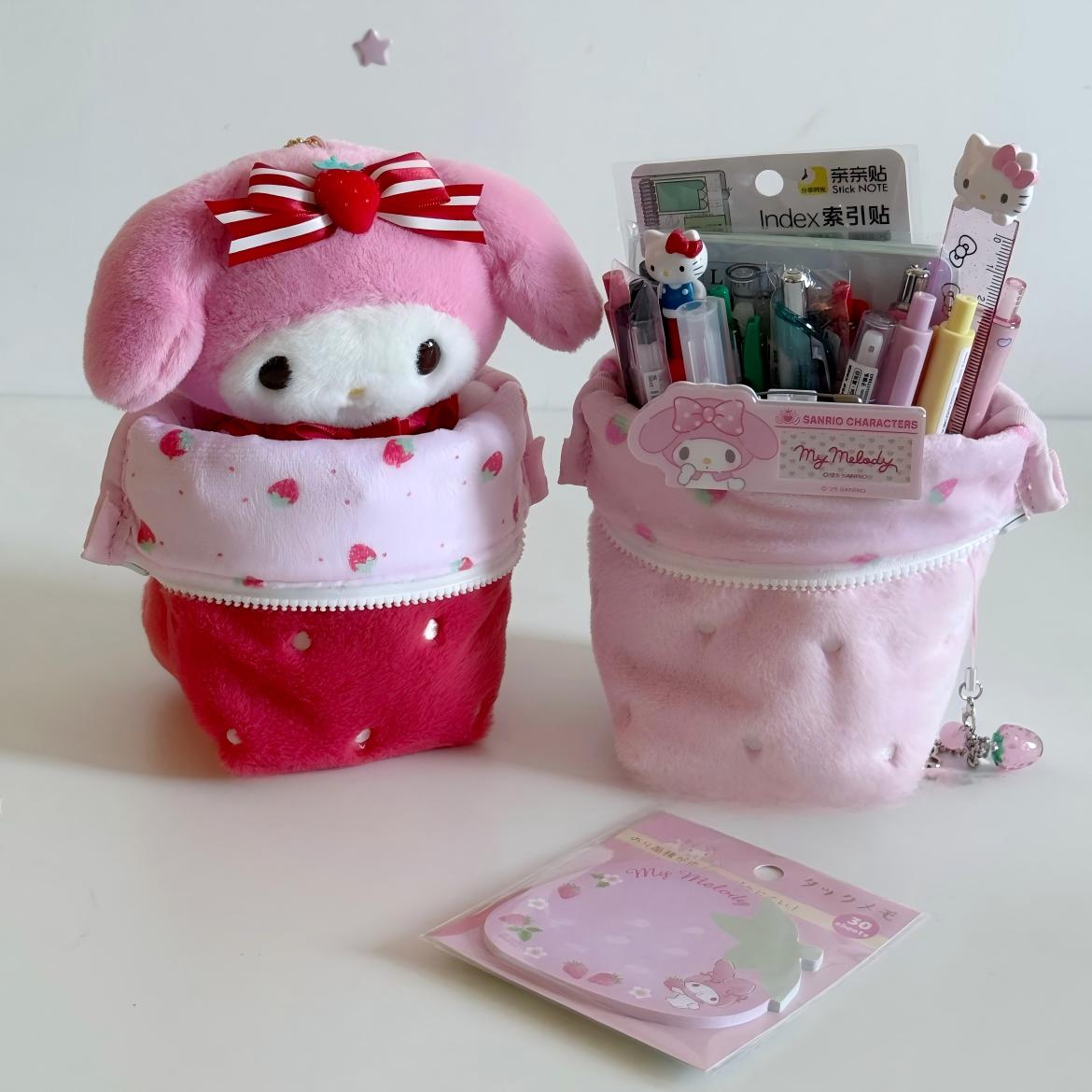 Furry Strawberry Pencil Case Storage Bag - ArtGalleryZen